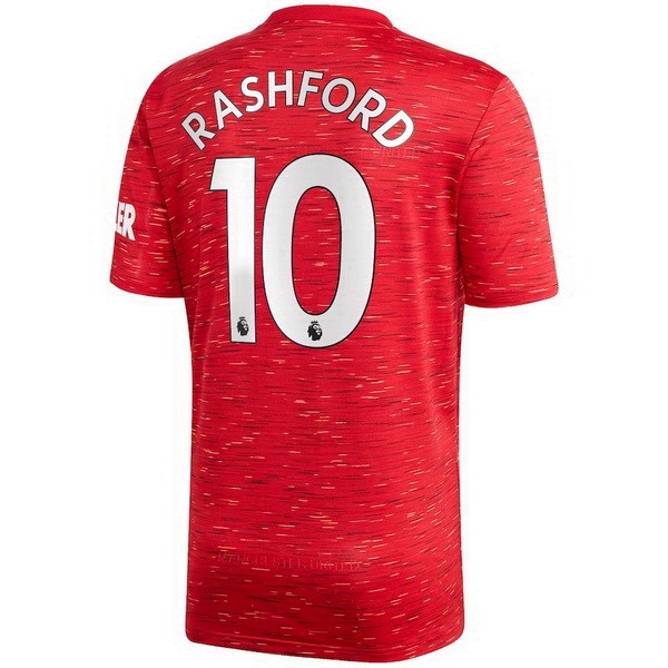 Camiseta Manchester United NO.10 Rashford Replica Primera Ropa 2020/21 Rojo